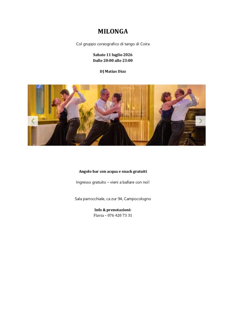 Milonga con il gruppo coreografico di tango di Coira